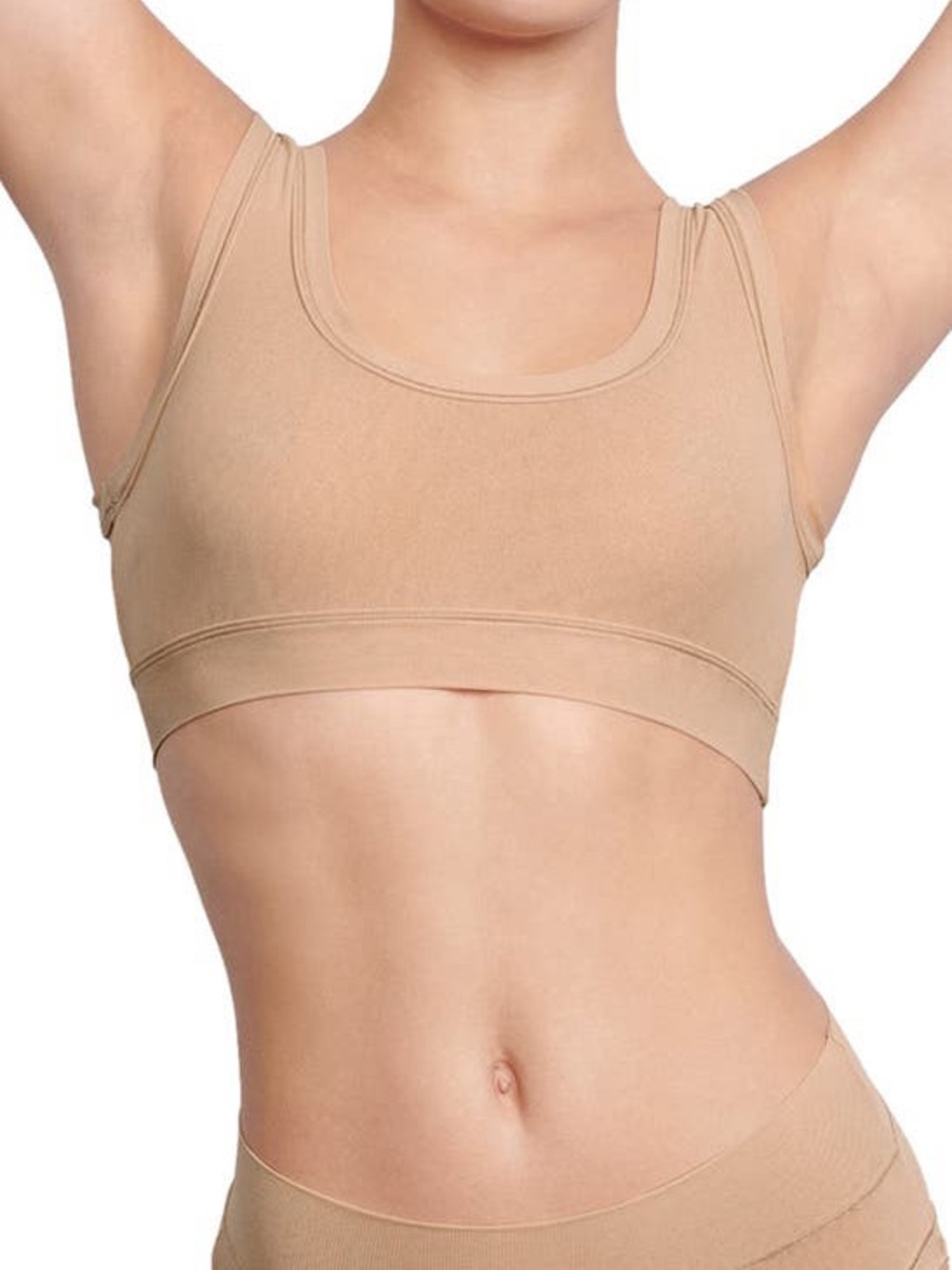 SKIMS BRALETTE SUMMER MESH SCOOP TANK BEIGE LARGE NWOT